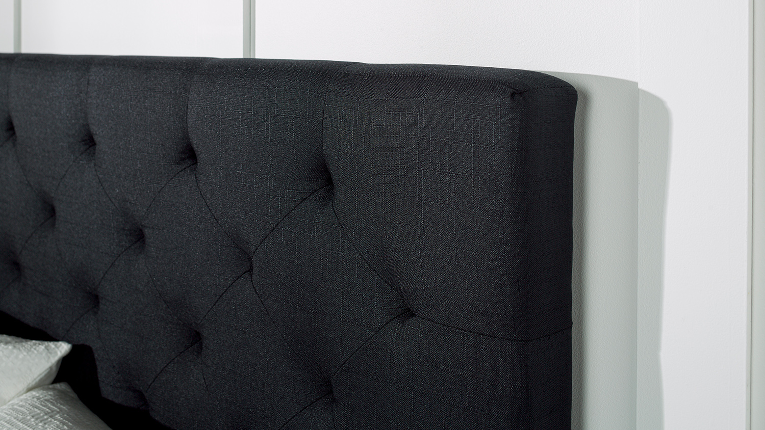 Diaz Queen Upholstered Darted Headboard - Black Linen