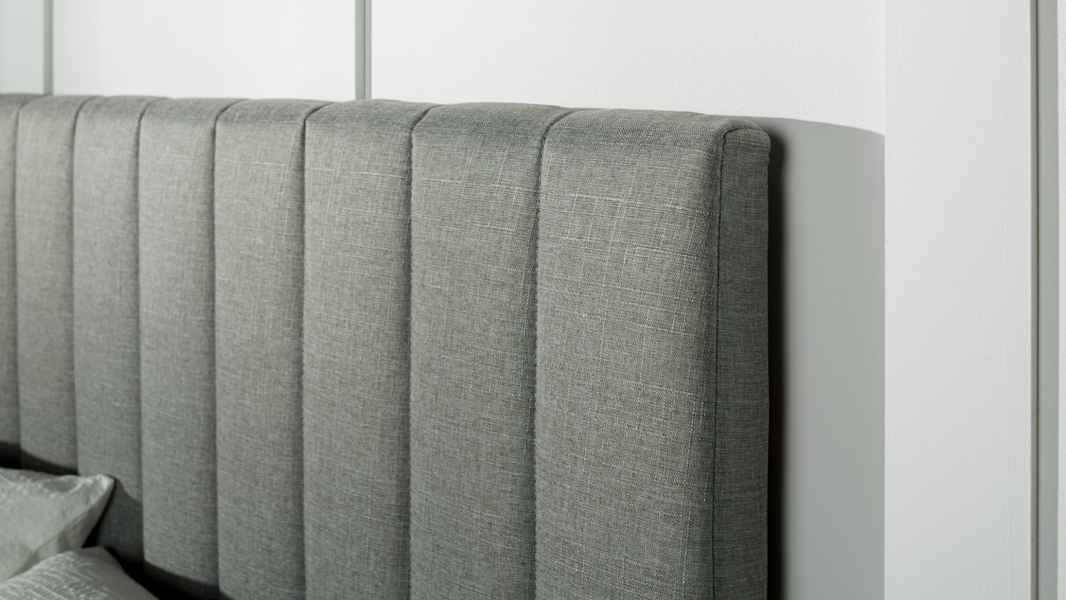 Diaz Queen Upholstered Channel Headboard - Grey Linen