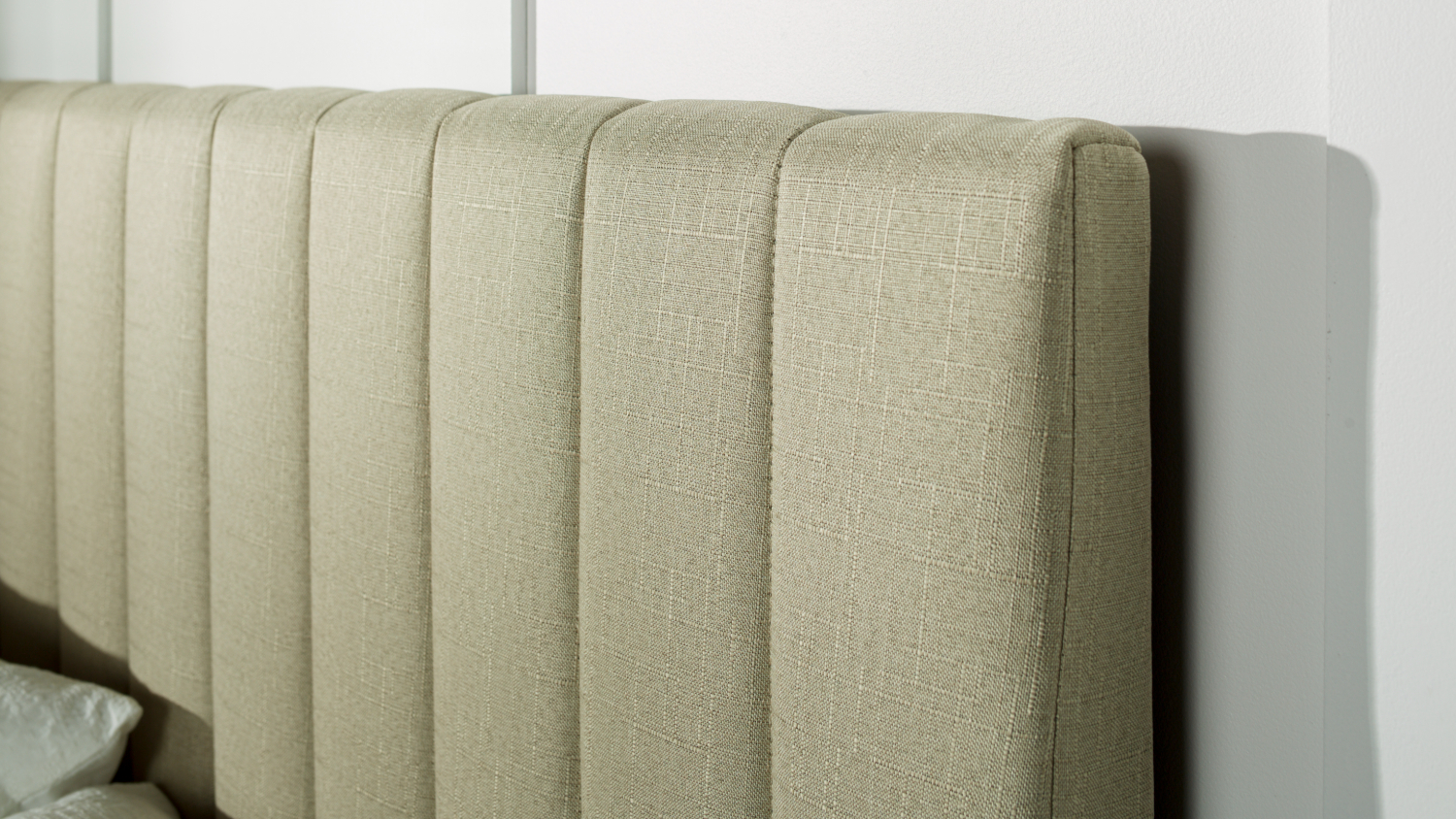 Diaz Super King Upholstered Channel Headboard - Natural Linen