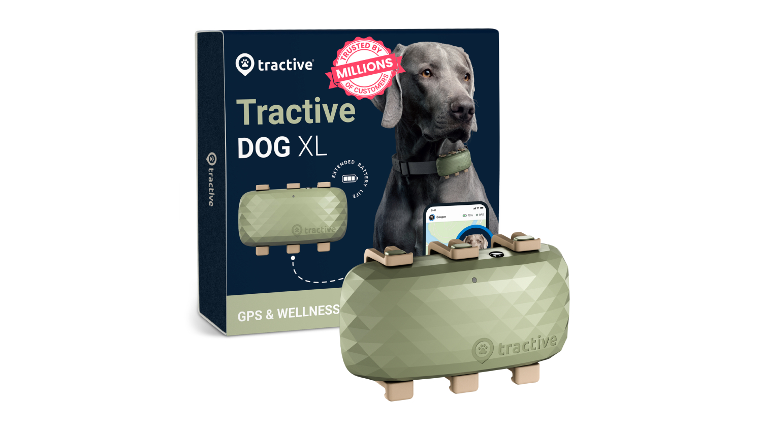 Tractive Dog XL GPS Tracker for Large Dogs - Green
