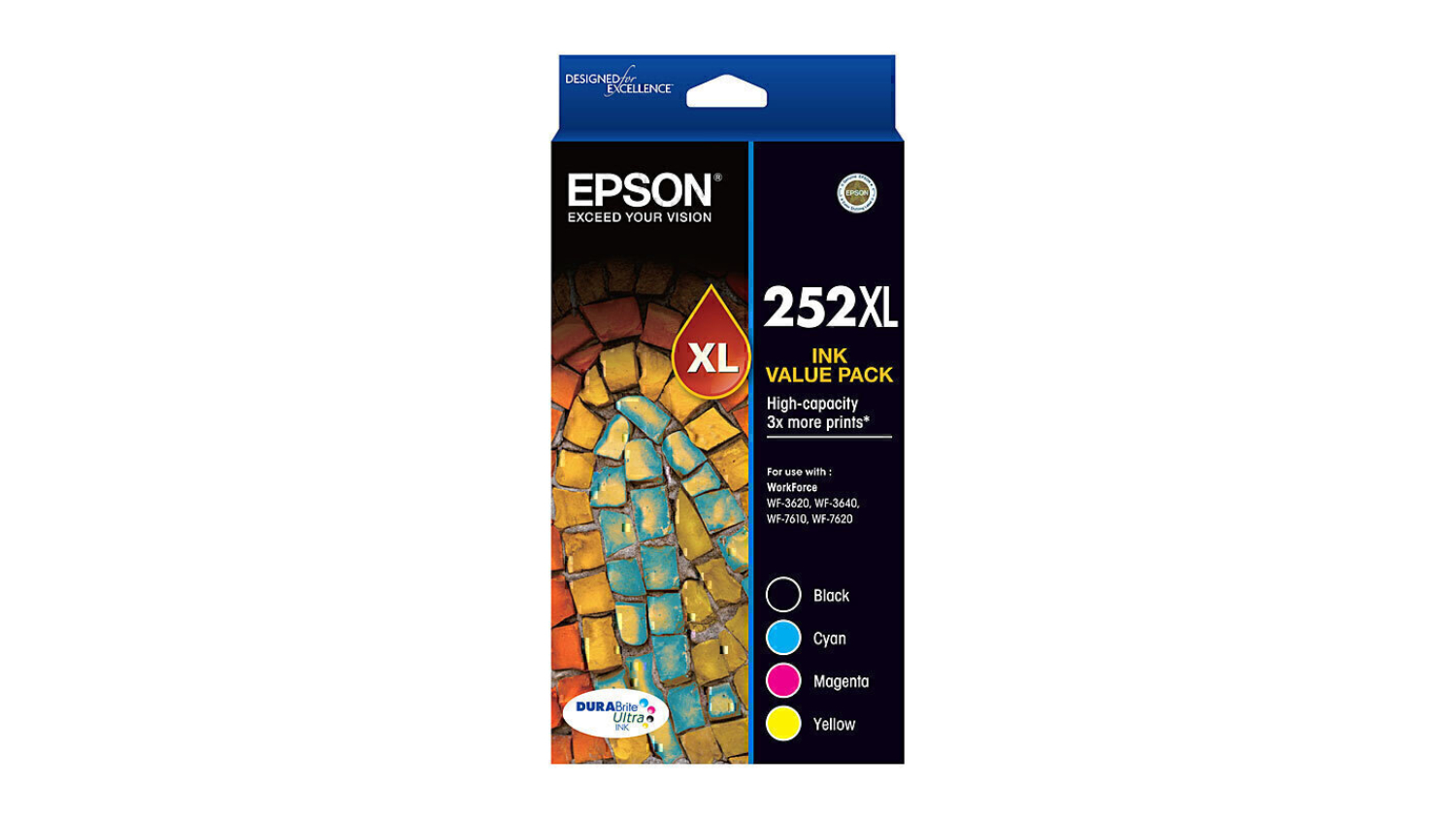 Epson 252 High Yield Full Colour Replacement Printer Ink Cartridge Value Pack