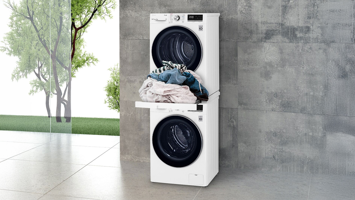 LG Stacking Kit with Slide Out Shelf for Front Loading Washing Machine & Dryer - White (STKIT-WH)