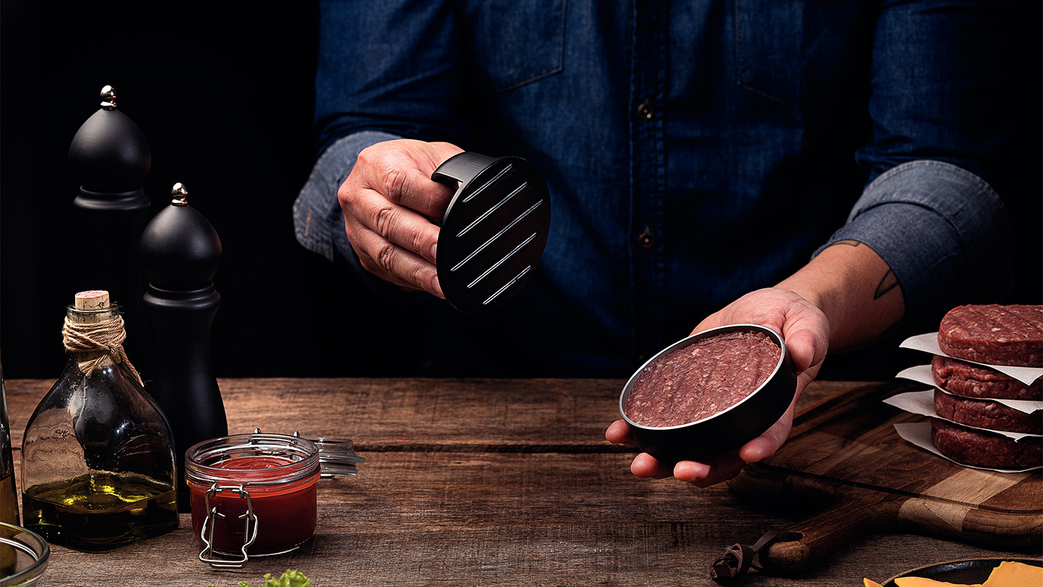 Tramontia Churrasco Black Collection Barbeque Smash Burger Press