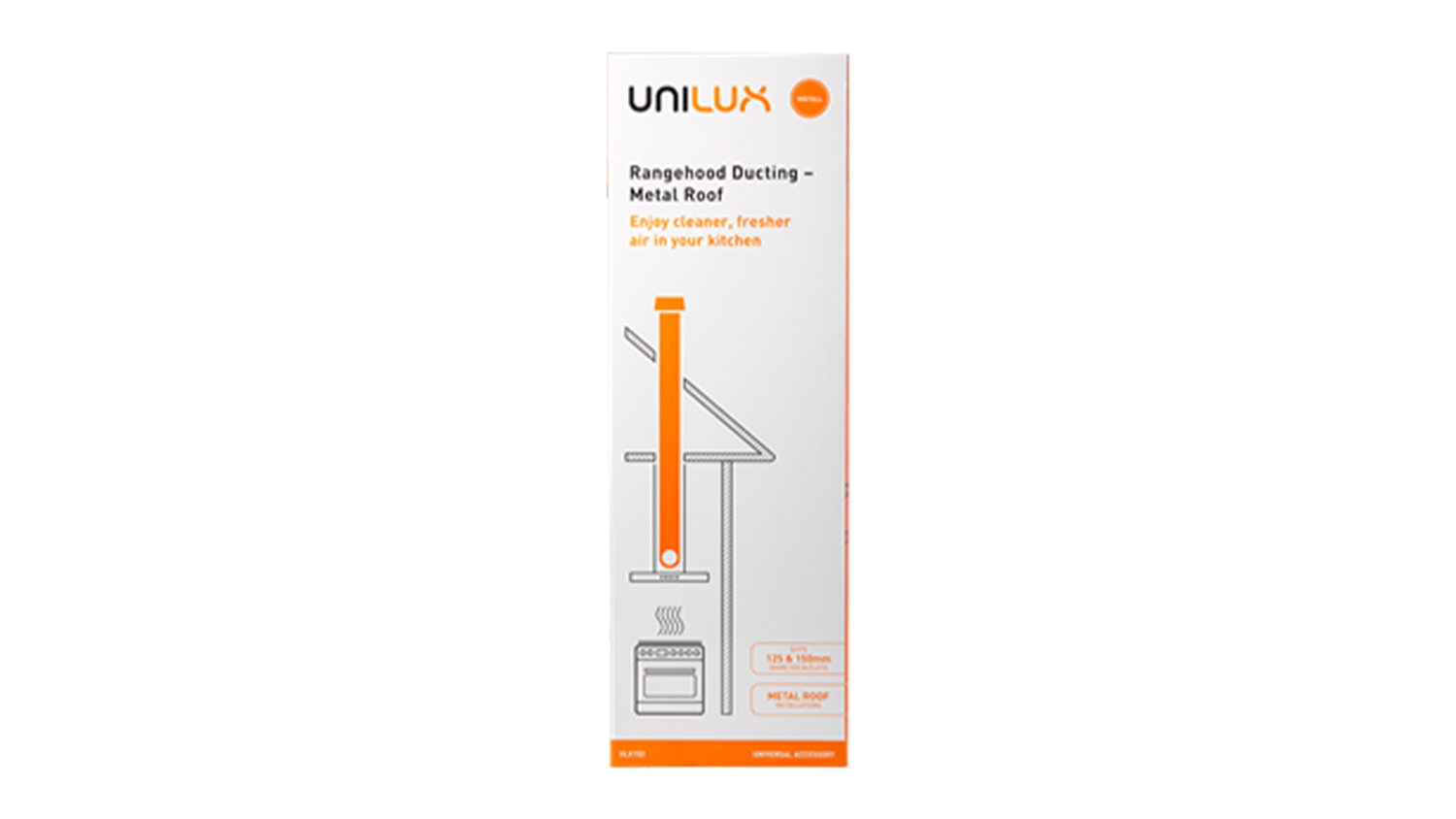 Unilux Universal Rangehood Ducting Kit for Extraction through Metal Roof - 125 to 150mm (ULX152)
