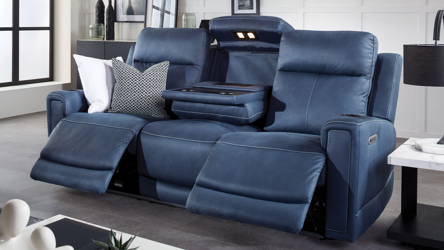 Wolgan 3 Seater Powered Recliner Sofa - Blue