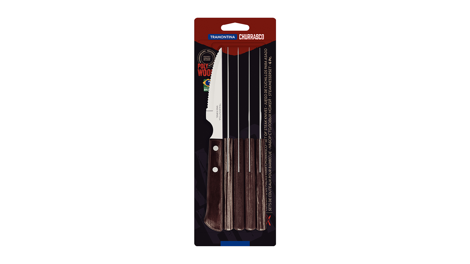 Tramontina Churrasco Spanish Steak Knife 11cm 6pcs. - Brown