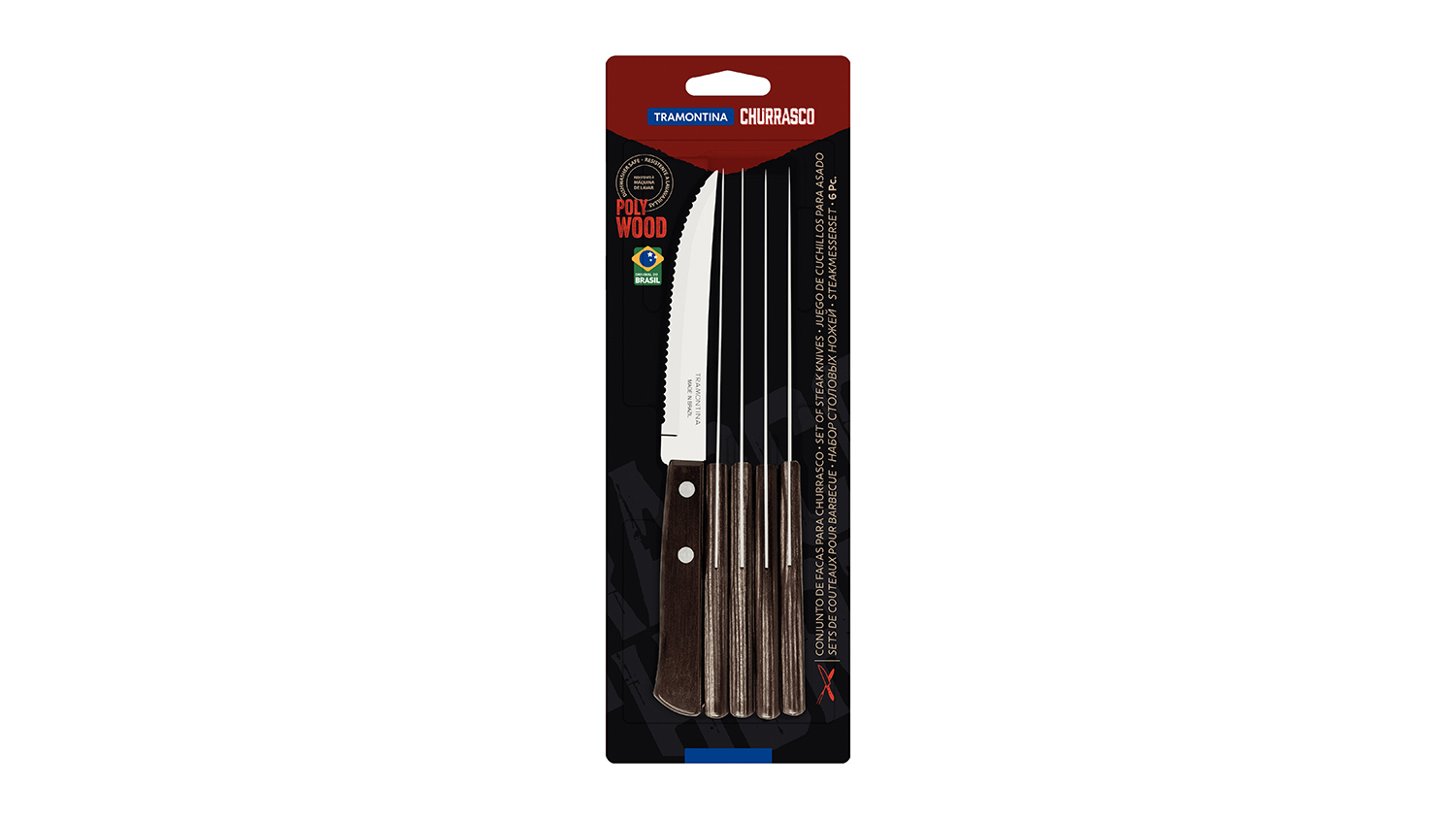 Tramontina Churrasco Traditional Steak Knife 11cm 6pcs. - Brown