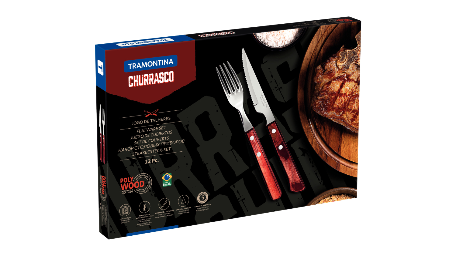 Tramontina Churrasco Spanish Steak Cutlery Set 12pcs. - Red