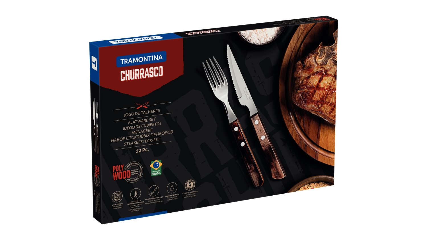 Tramontina Churrasco Spanish Steak Cutlery Set 12pcs. - Brown