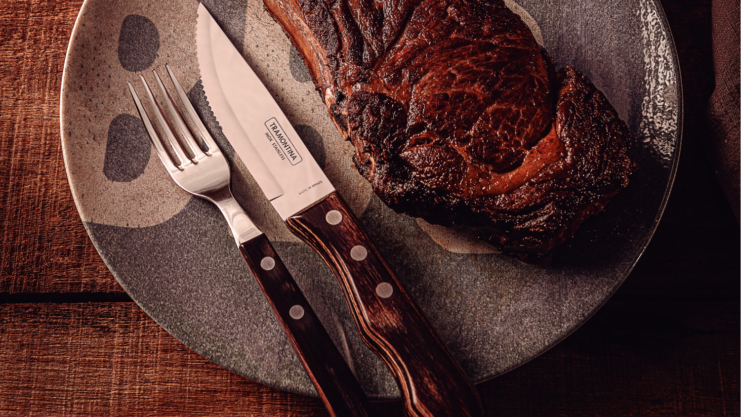 Tramontina Churrasco Jumbo Point Steak Knife 12cm 4pcs. - Brown