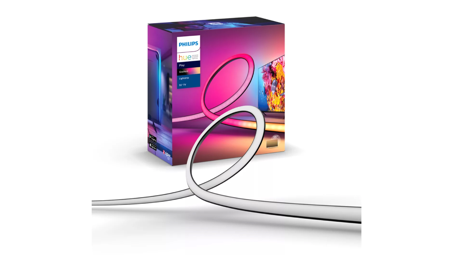 Philips Hue Play Gradient 20W Smart Light Strip for 55" TV - 1 Pack (Multicolour)