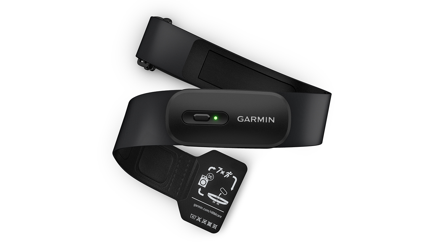 Garmin HRM 200 heart rate monitor with the green light on