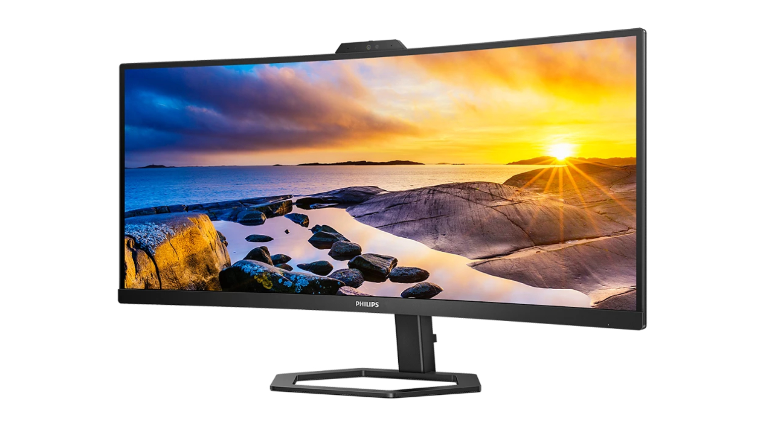 Philips 34" Curved WQHD Monitor with USB-C Connection, Windows Hello, Pop-Up Webcam - 3443x1440 100Hz VA Panel
