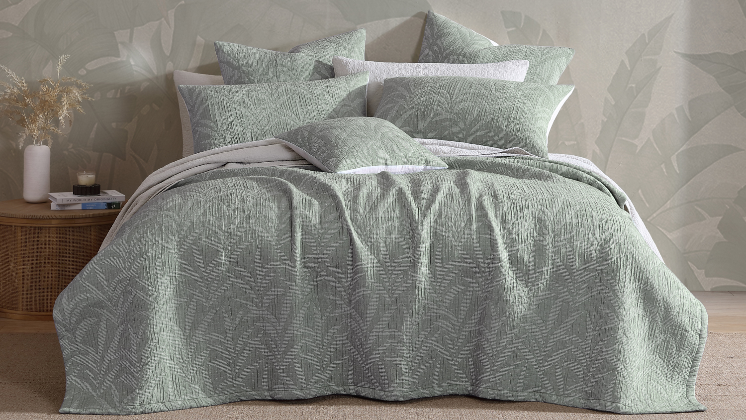 Kailani Cilantro Queen/King Coverlet Set by Platinum
