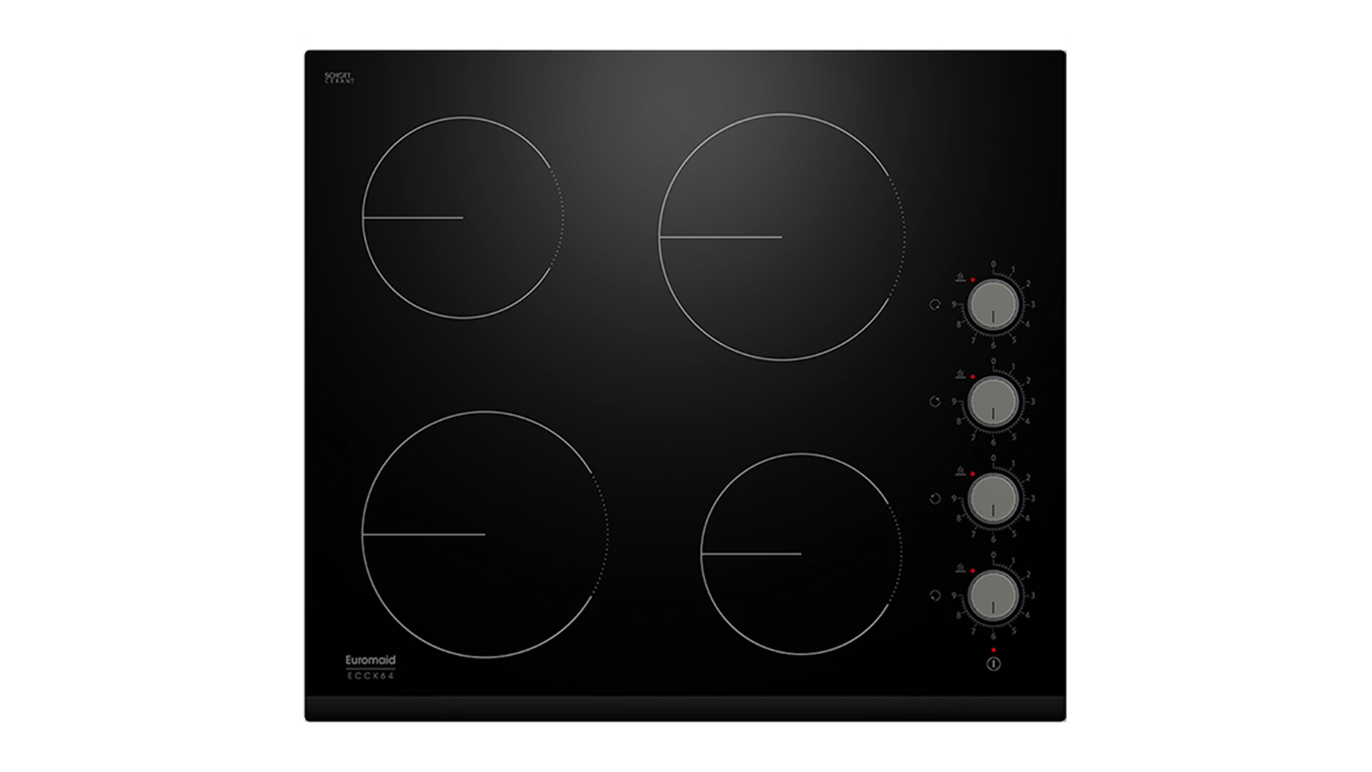 Euromaid 60cm 4 Zone Ceramic Cooktop - Black Glass (ECCK64)