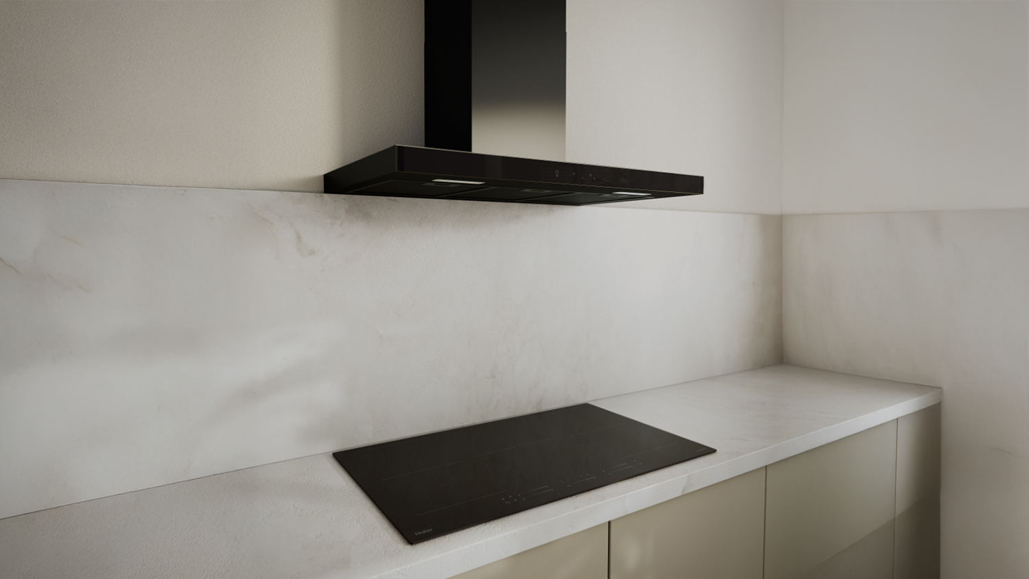 Haier 90cm Box Chimney Wall Mounted Rangehood - Black (600 Series/HC90BMB2)