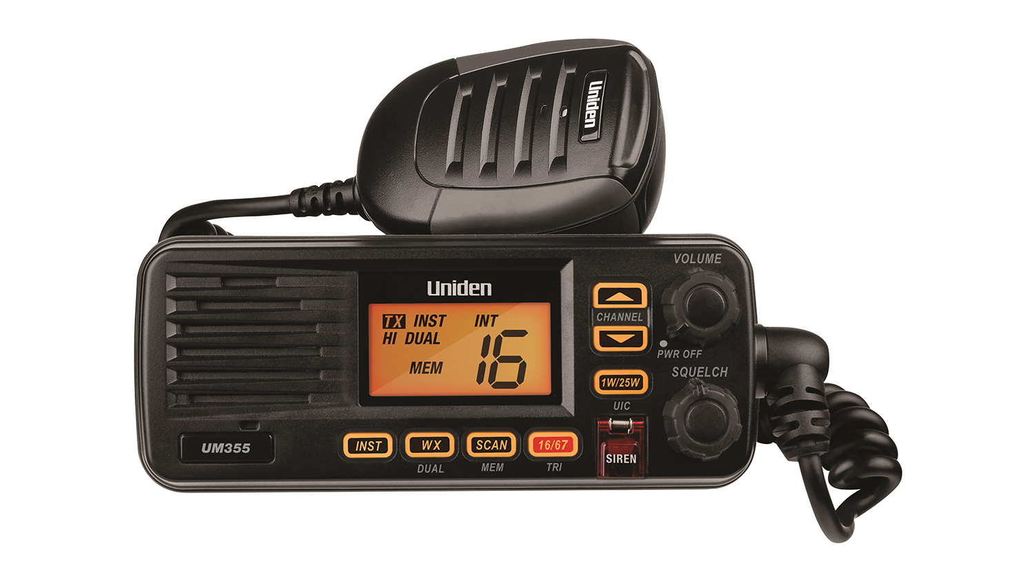 Uniden UM355 VHF Marine Boat-Mounted Radio - Black