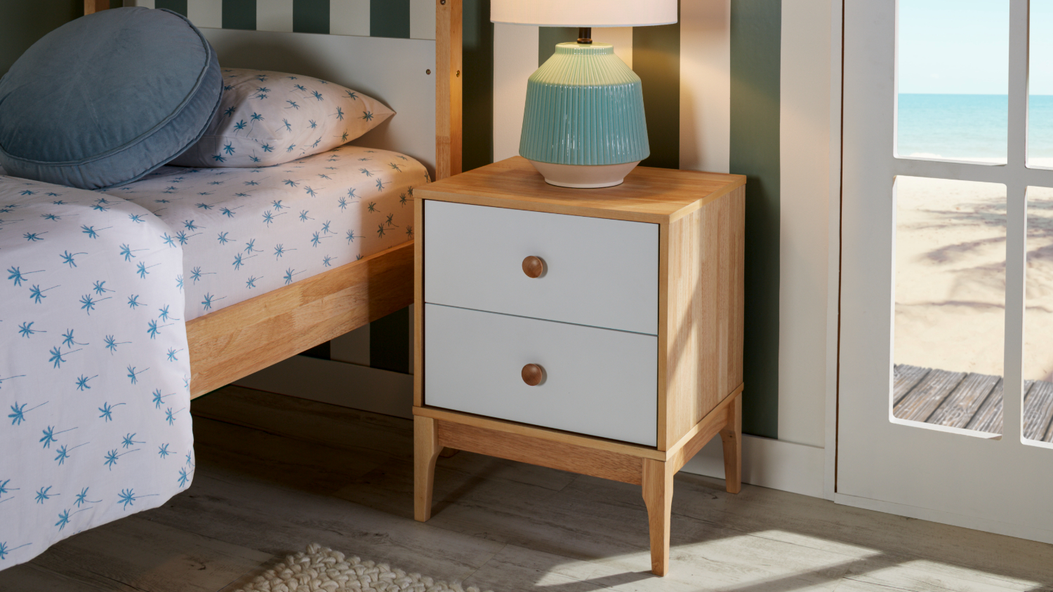 Jesse 2 Drawer Bedside Table - White