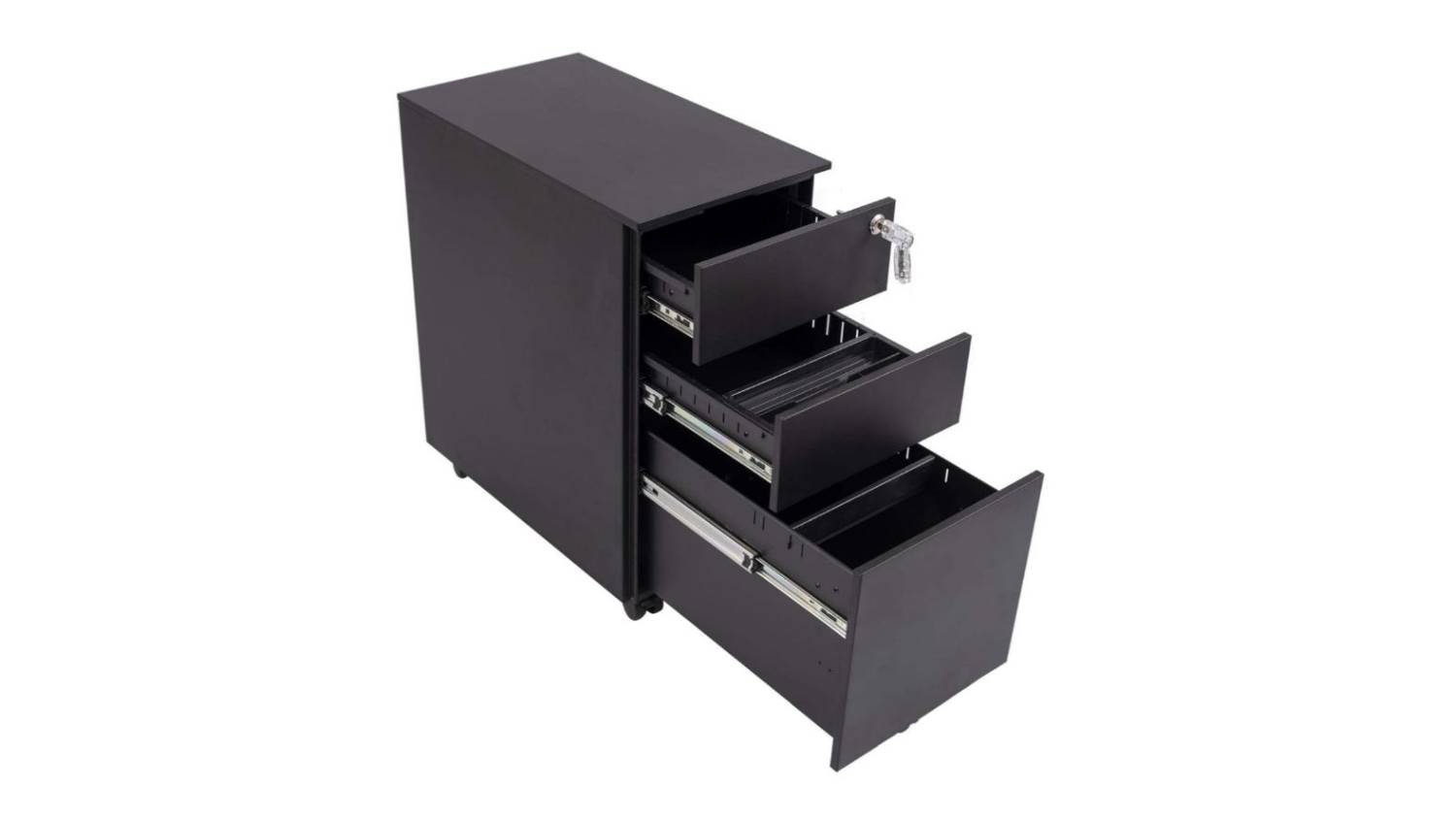 TSB Living Pedestal Filing Cabinet with Castors 39 x 50 x 60cm - Matte Black