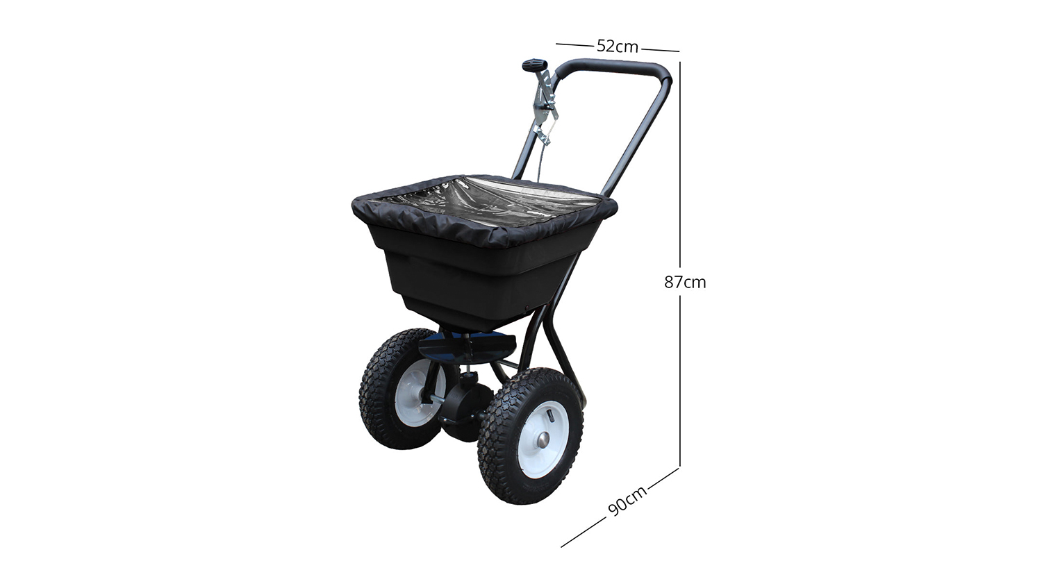 TSB Living Adjustable Walk-Behind Gardening Mulch Spreader with Cover 29L