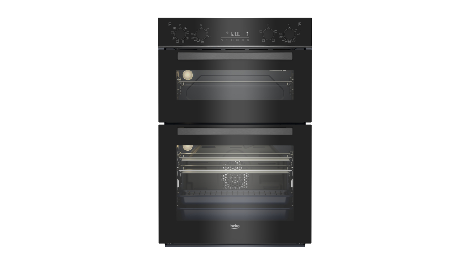 Beko 60cm Built-In Double Oven with 12 Functions - Dark Stainless Steel (BBO6811DDX)