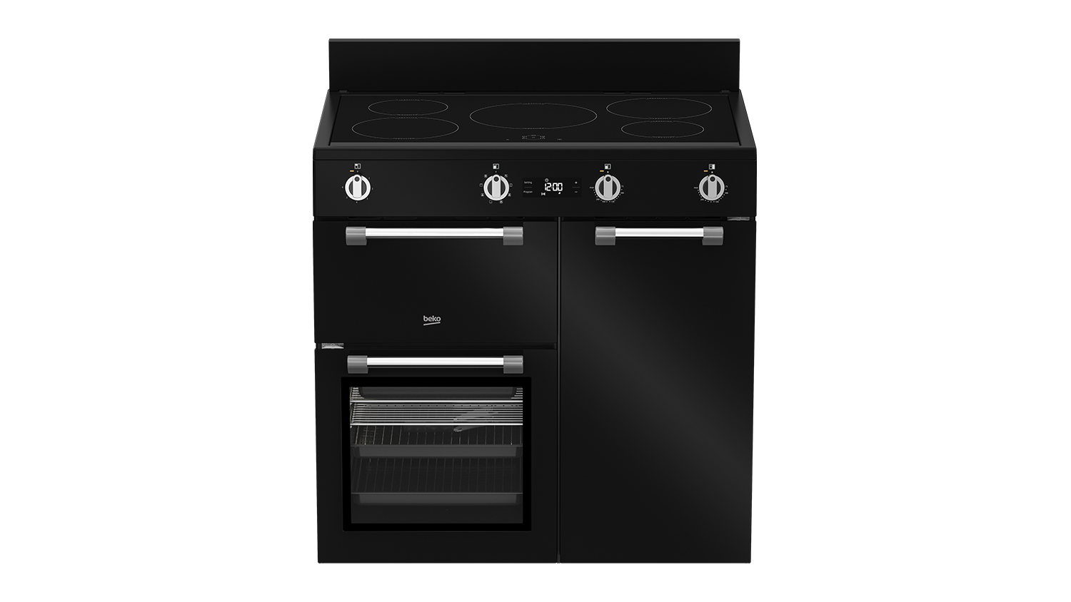 Beko 90cm Freestanding Oven with Induction Cooktop - Black (BRC916IMB)