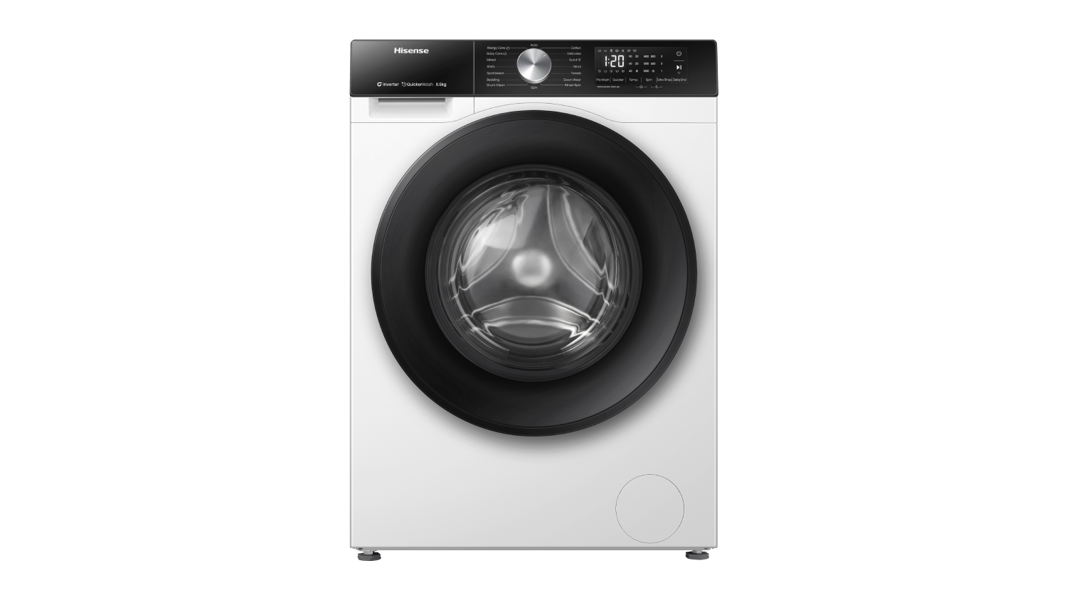 Hisense 8.5kg Front Loading Washing Machine with 16 Programs - White (Series 3/HWF3S8514)