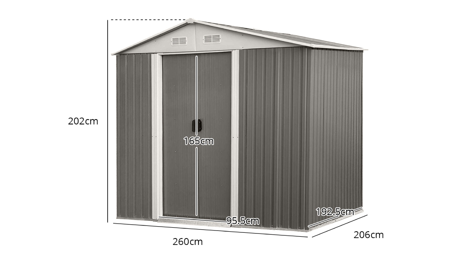TSB Living Colour Board Garden Shed 2.6 x 2.06 x 2m - Garden Grey