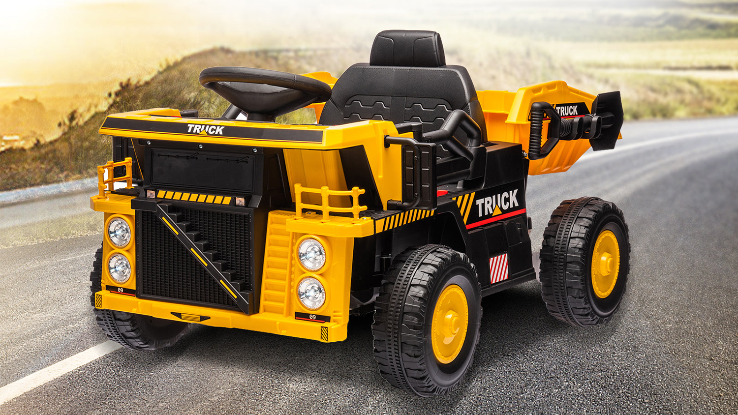 TSB Living Ride-On Car - Yellow Dumper with Shovel, Tipper