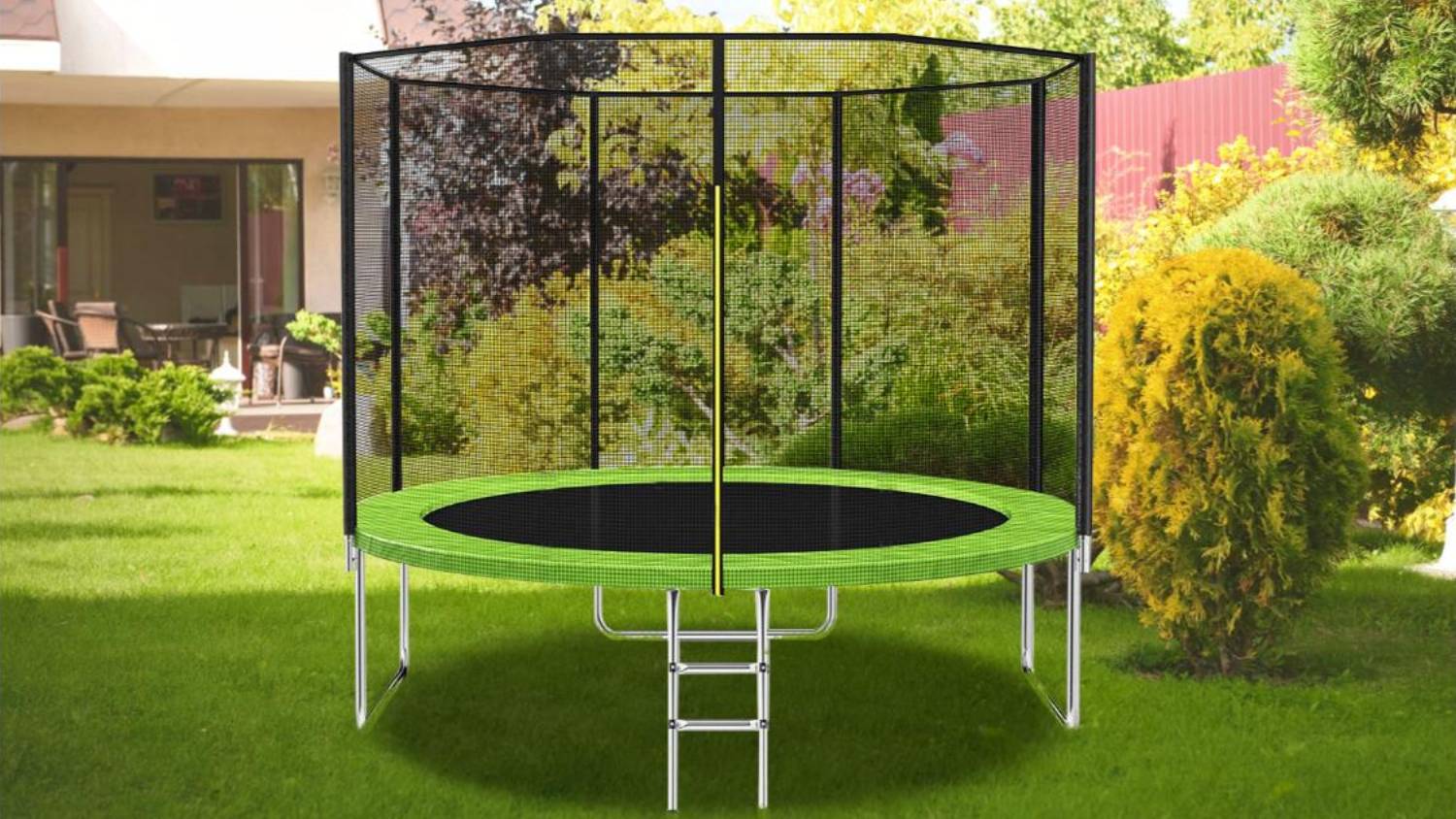 TSB Living Trampoline Outside Safety Net with Ladder 2.4m - Lime