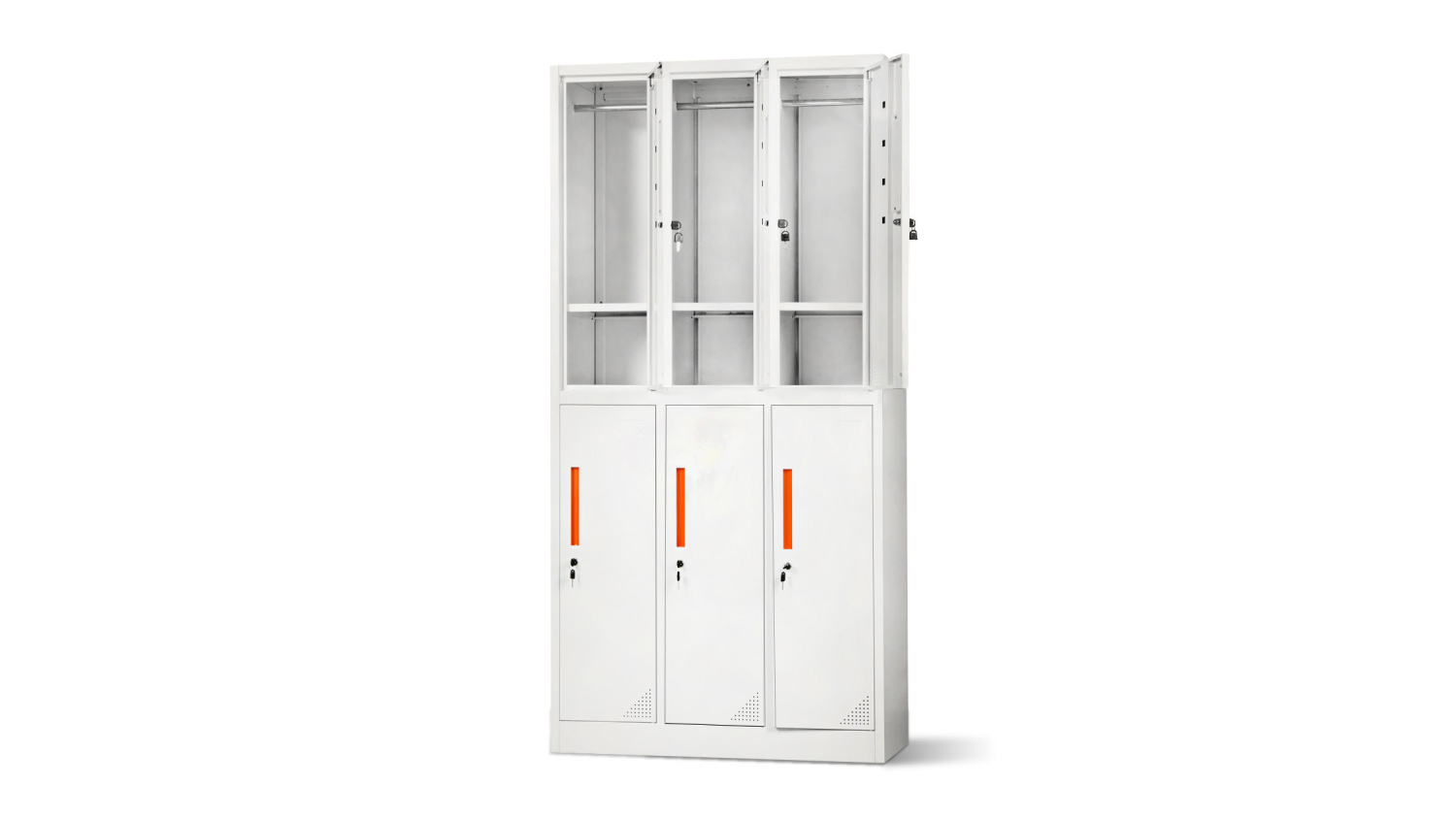 TSB Living 6 Door Metal Locker Shelving Unit 90 x 40 x 185cm - White