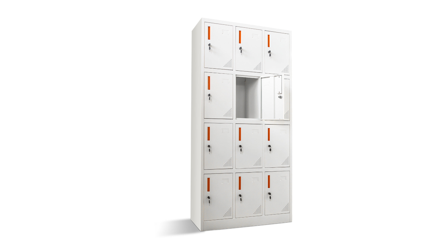 TSB Living 12 Door Metal Locker Shelving Unit 90 x 40 x 185cm - White