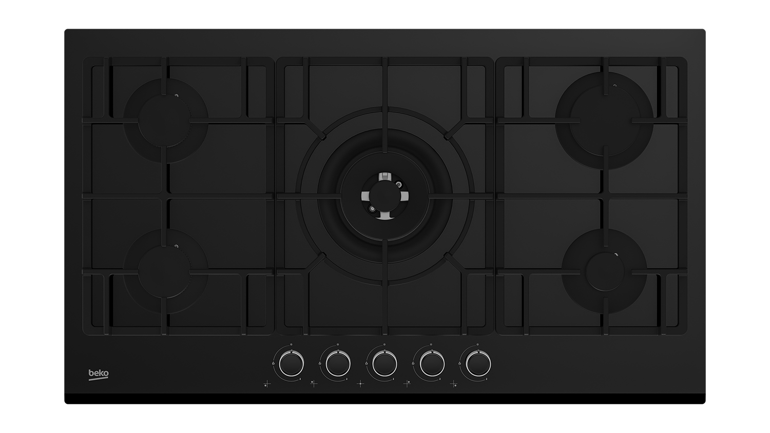Beko 90cm 5 Burner Gas Cooktop - Black Glass (BCT90GG1)