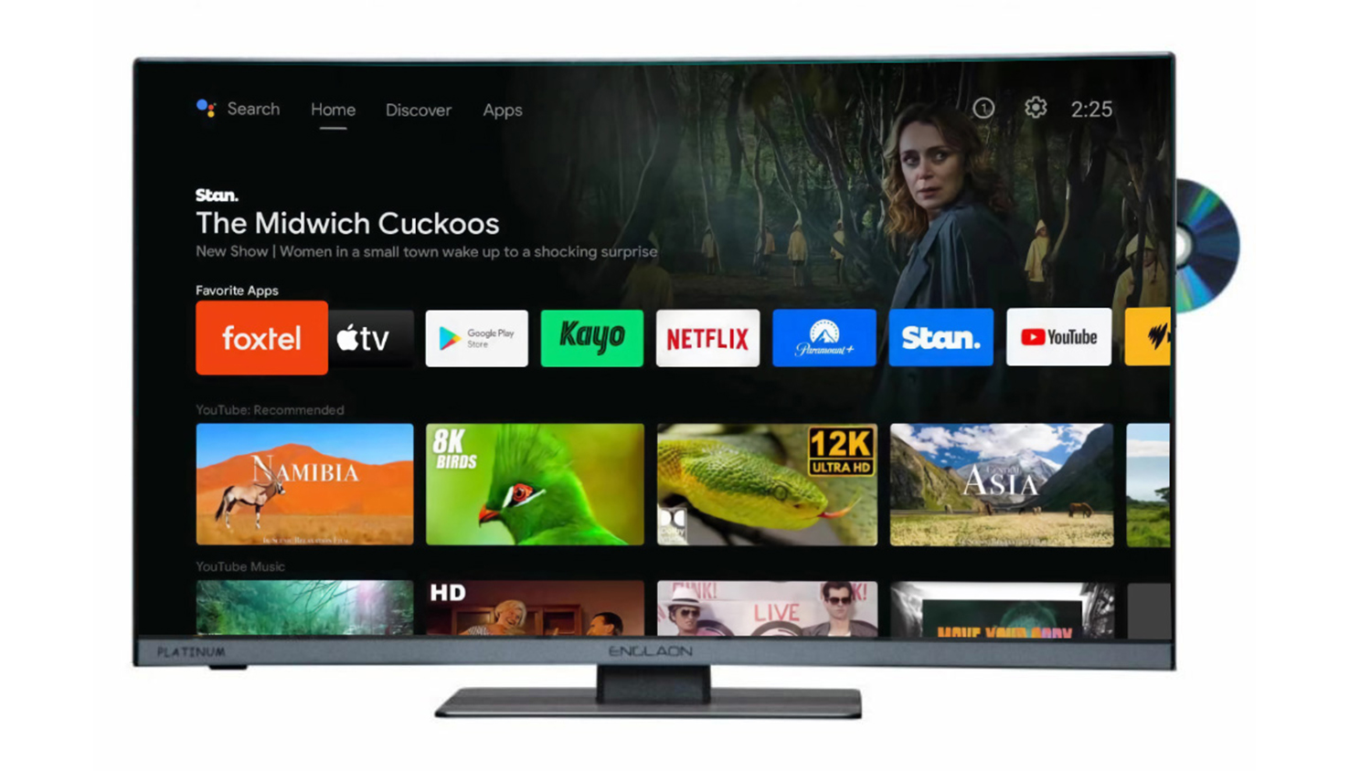 ENGLAON 24" FHD Smart Frameless TV with DVD Player, Chromecast