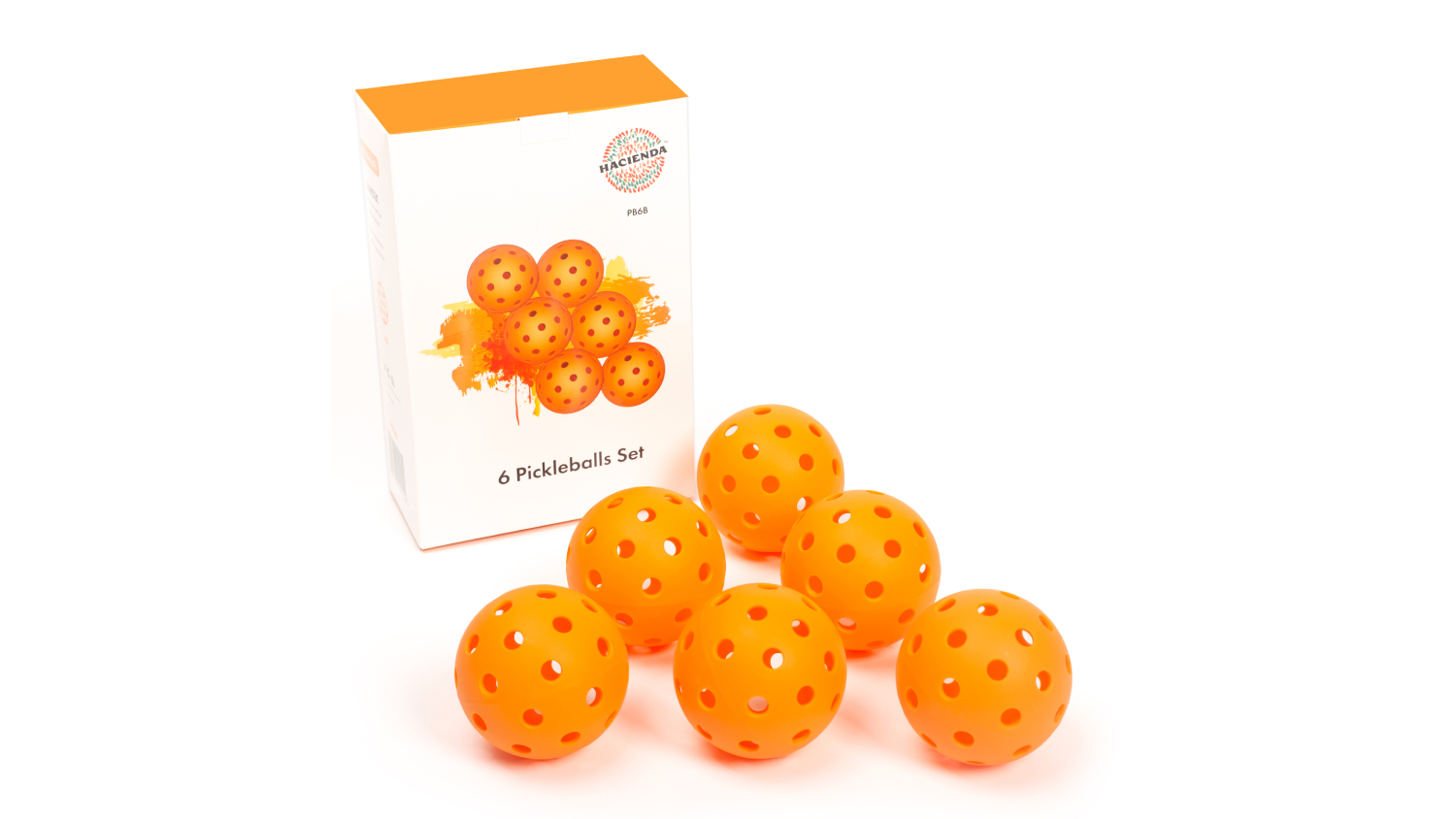 Hacienda Precision Pickleball Ball Set 6pcs. - Orange
