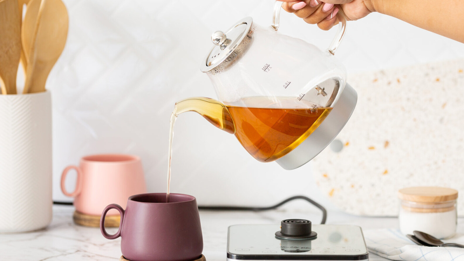 Healthy Choice Digital Electric Glass Tea Pot and Infuser 1.3L