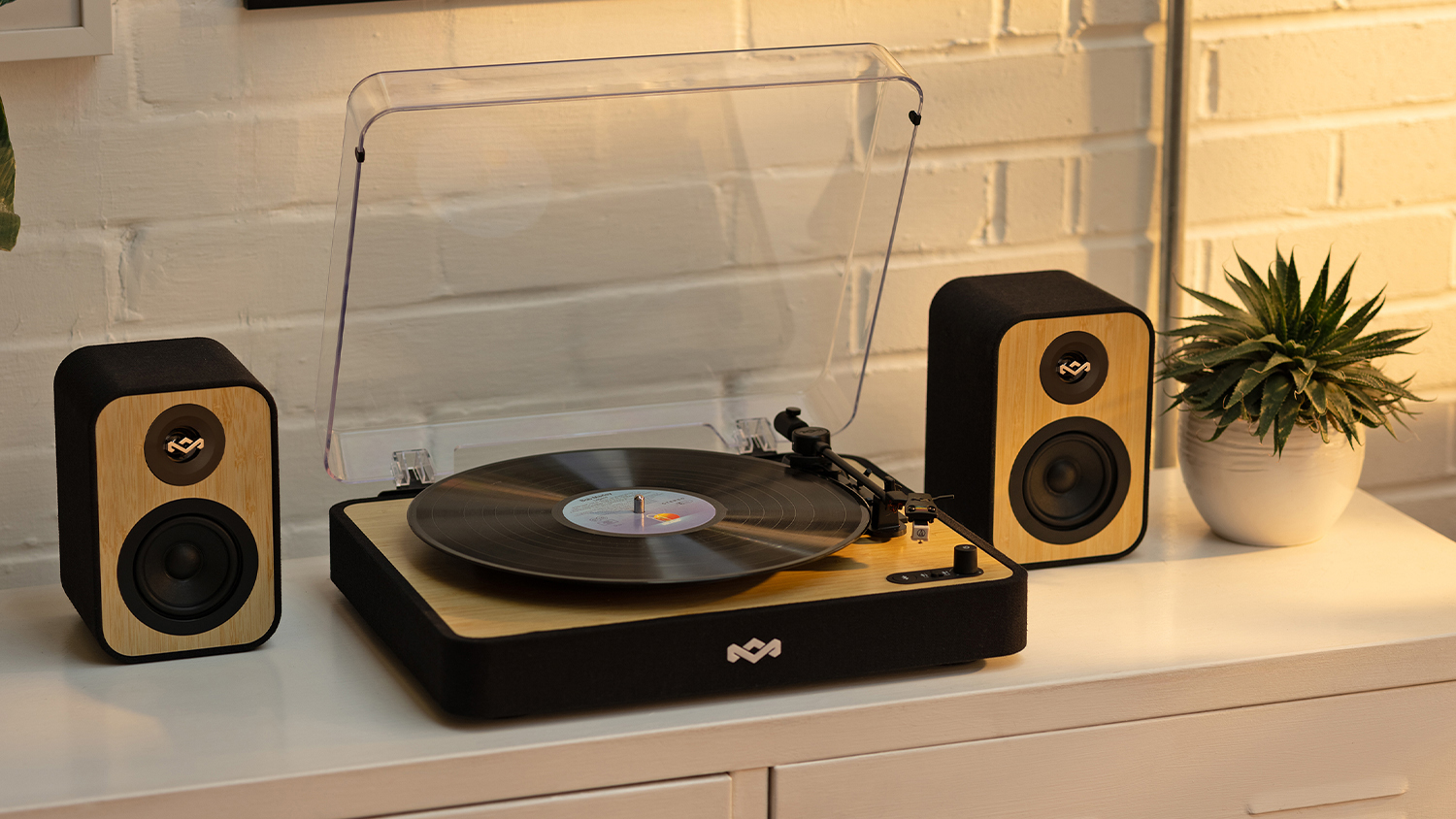 Marley Smart Powered Left & Right Bookshelf Speaker Pair - Wood (Uplift - EM-JA027-SB)