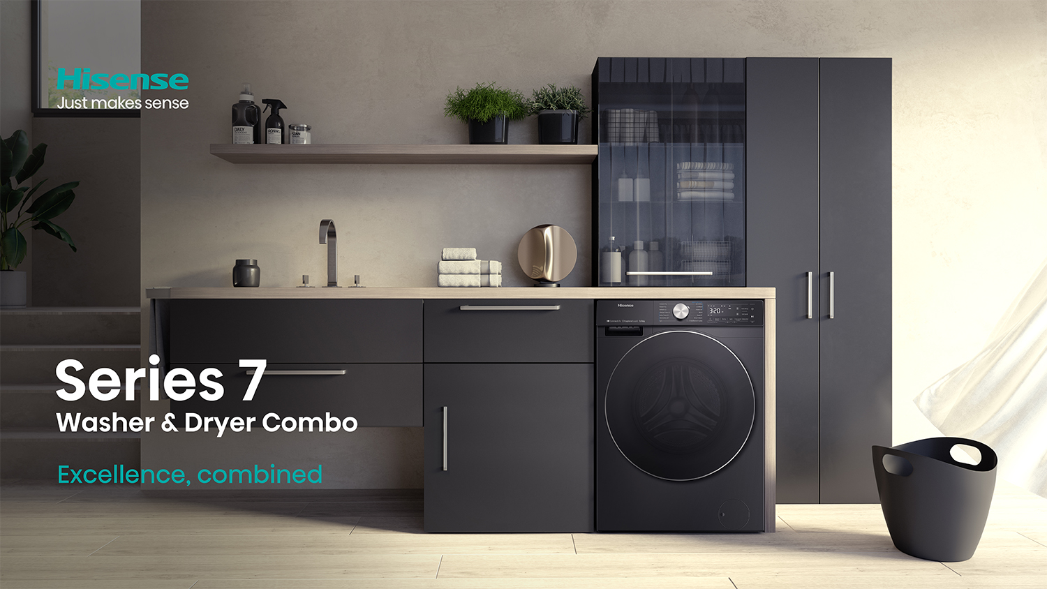 Hisense 10kg Front Loading Washer & 6kg Condenser Dryer Combo - Charcoal Black (HCF7S1014B)