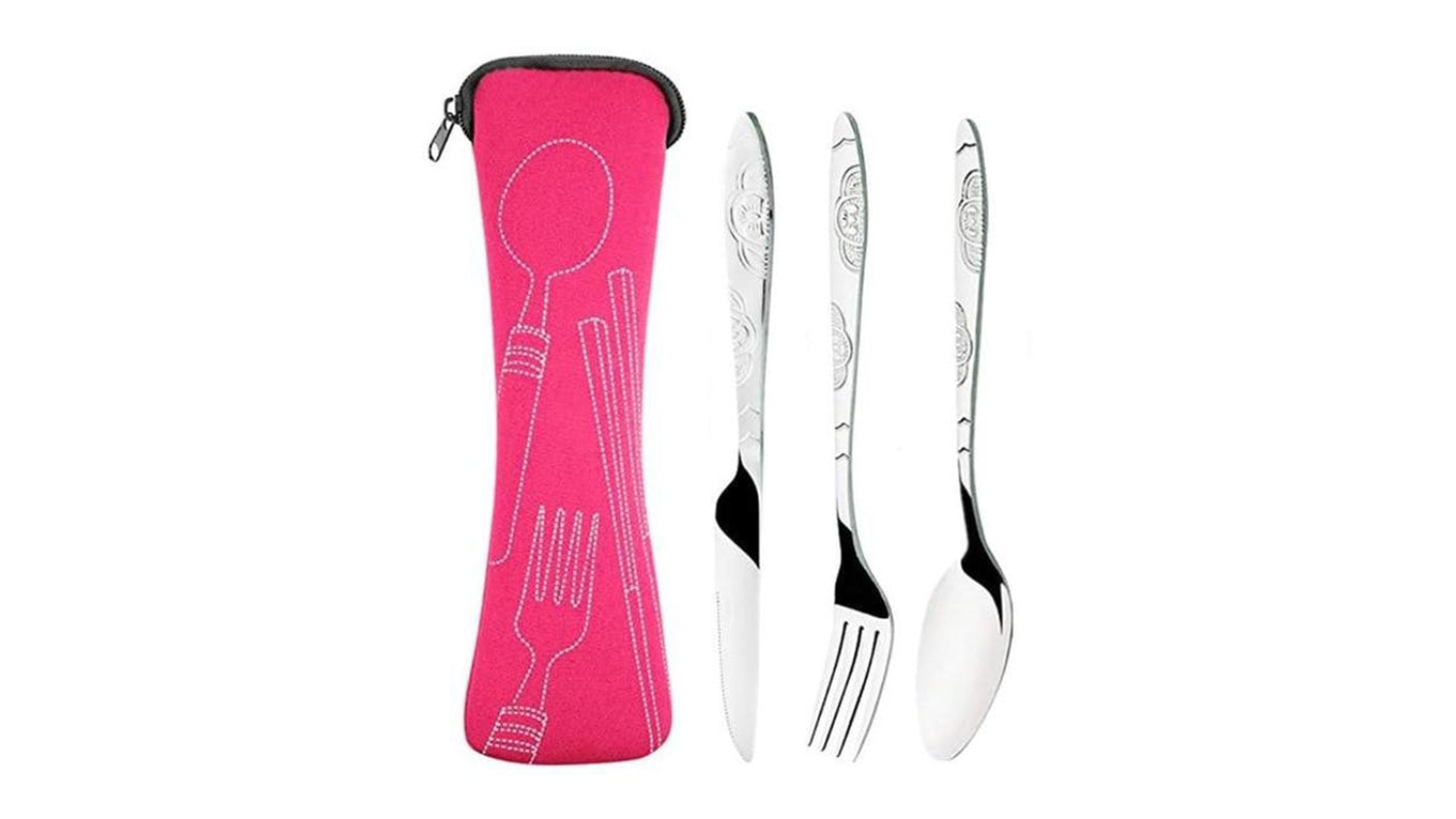 HOD Portable Camping Stainless Steel Cutlery Set - Pink