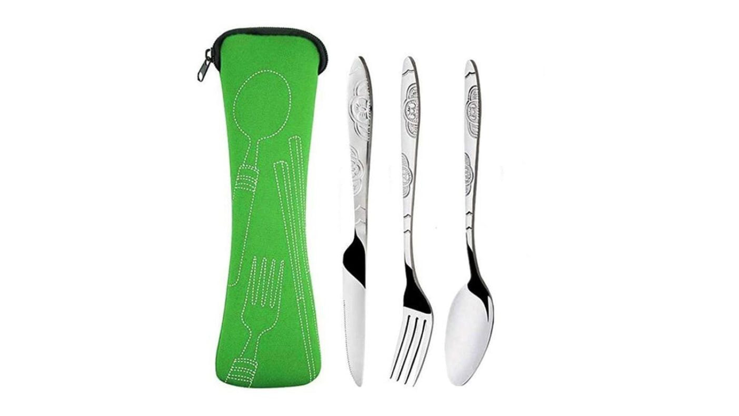 HOD Portable Camping Stainless Steel Cutlery Set - Green