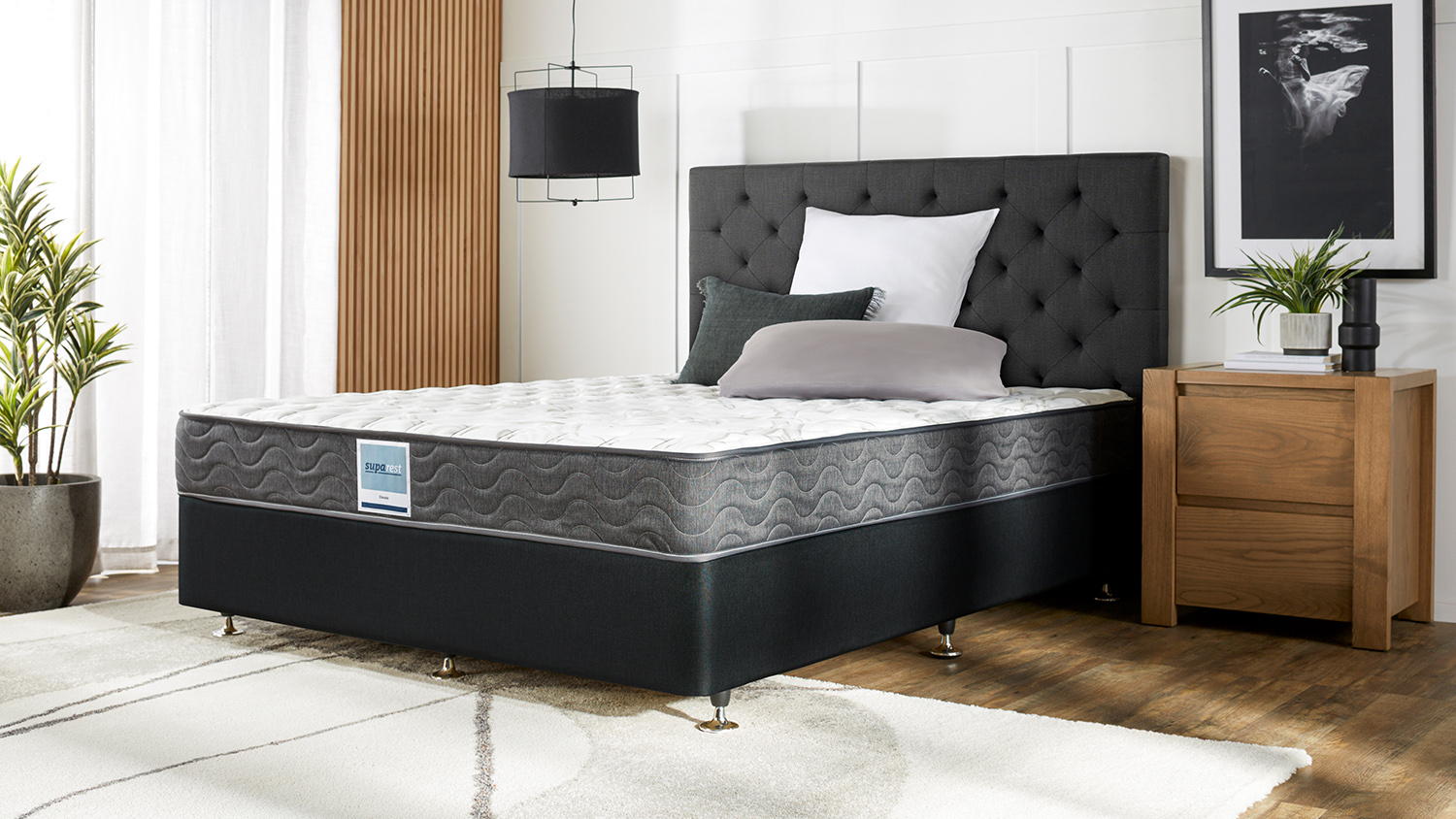 Suparest Classic Queen Mattress and Conforma Base with Diaz Headboard Package