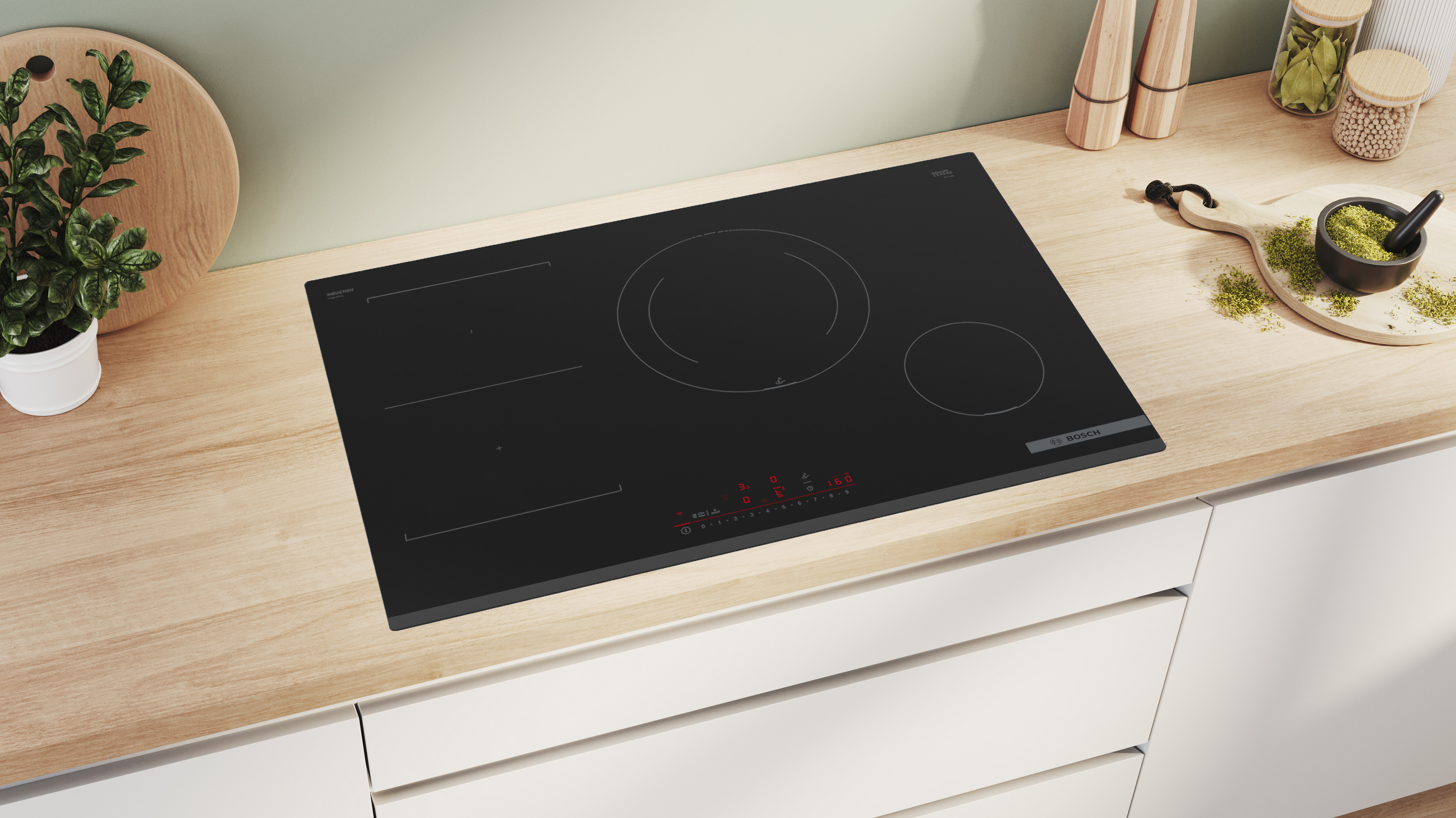 Bosch 80cm 4 Zone Induction Cooktop - Black Glass (Series 6/PVS831HC1H)