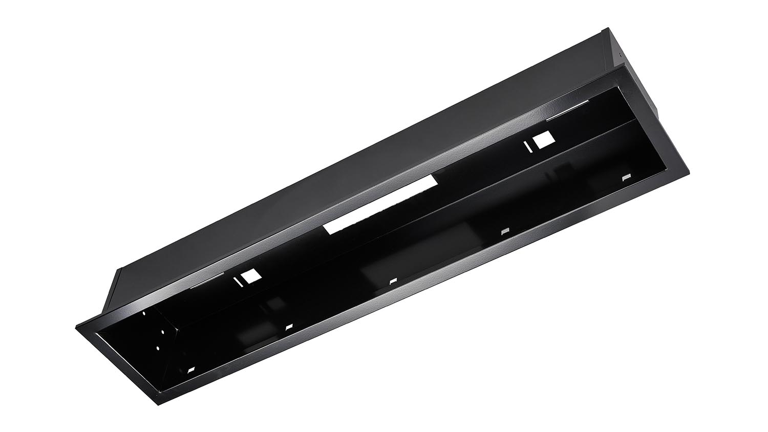 A top-down view of a flush mount for a radiant heater