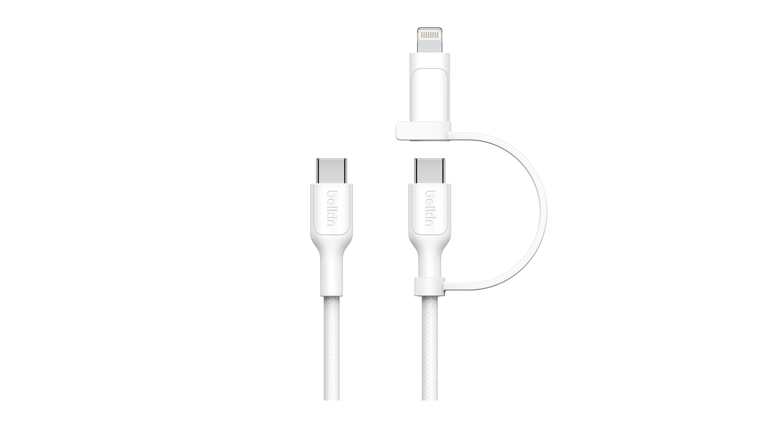 Belkin BoostCharge USB-C to USB-C/Lightning  60W Braided Cable 1.5m - White (CAC003fq1.5MWH)