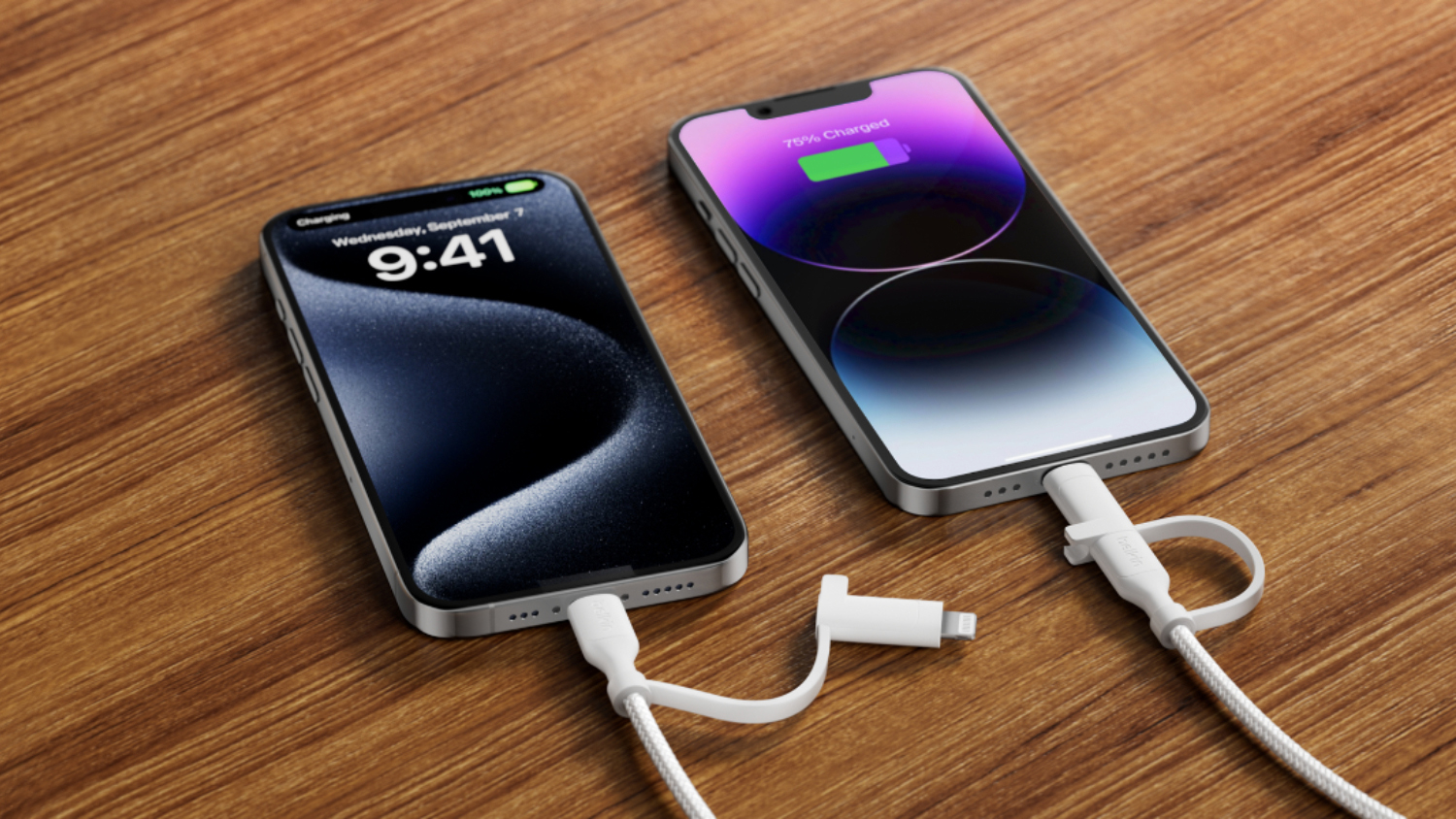 Belkin BoostCharge USB-C to USB-C/Lightning  60W Braided Cable 1.5m - White (CAC003fq1.5MWH)