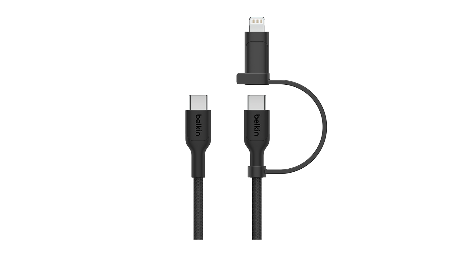 Belkin BoostCharge USB-C to USB-C/Lightning  60W Braided Cable 1.5m - Black (CAC003fq1.5MBK)