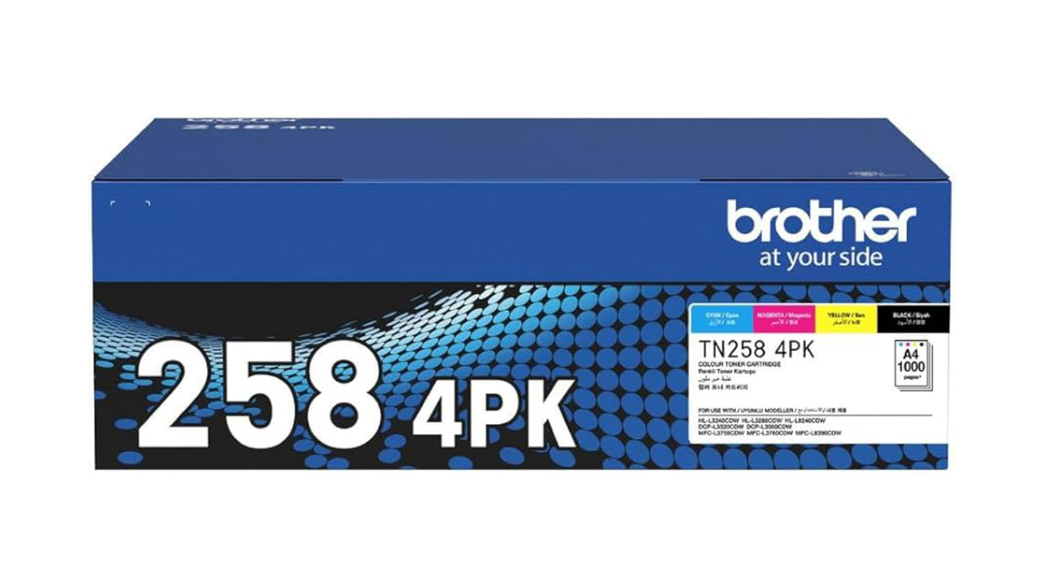 Brother TN258 Full Colour Printer Toner Cartridge Value Pack 4pcs.