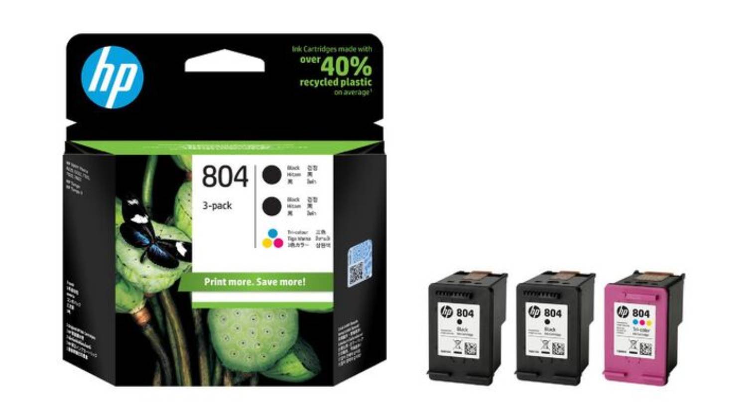 HP #804 Full Colour Thermal Printer Ink Cartridge Value Pack 3pcs.