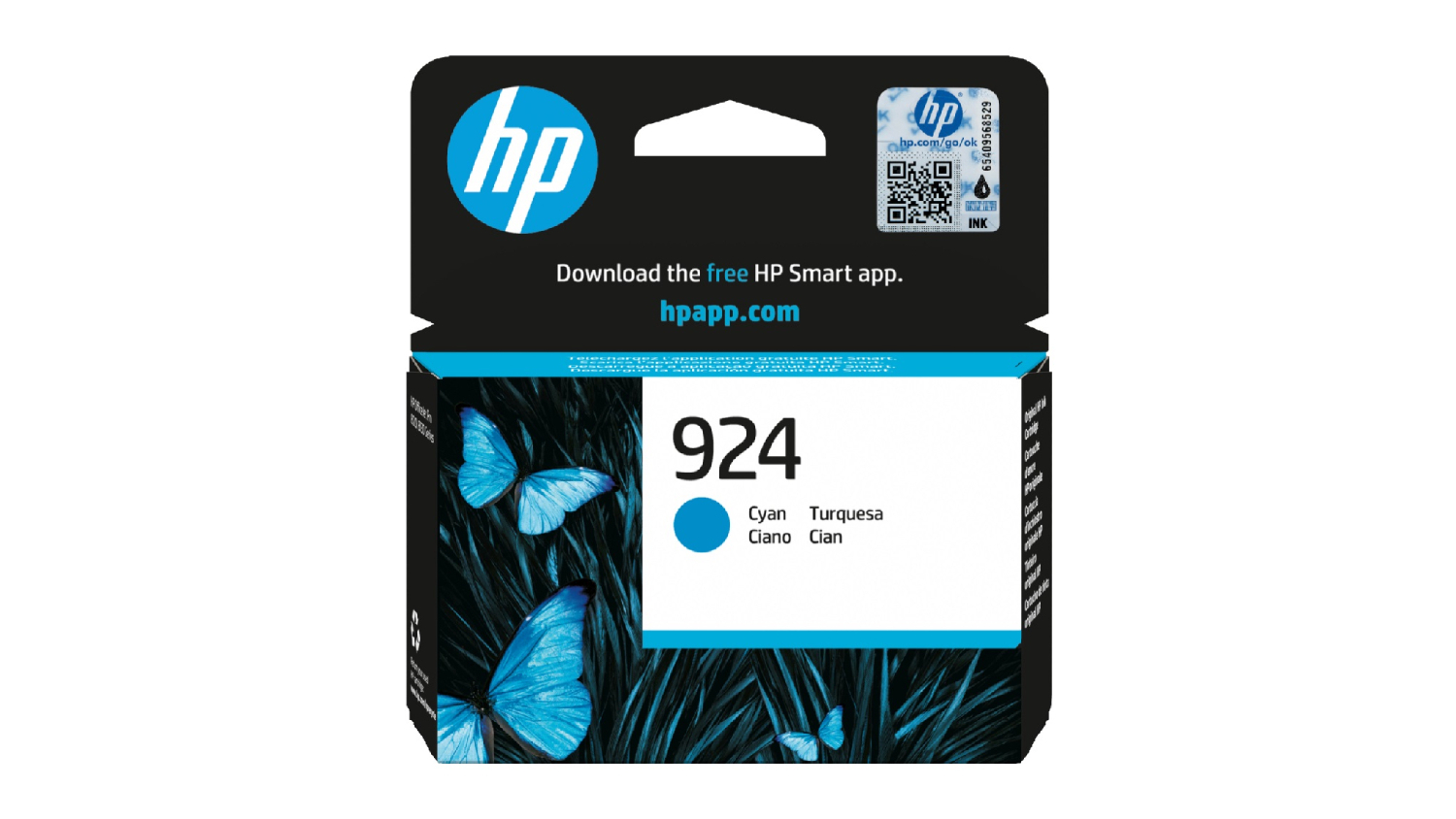 HP #924 Cyan Original Printer Ink Cartridge 4K0U3NA