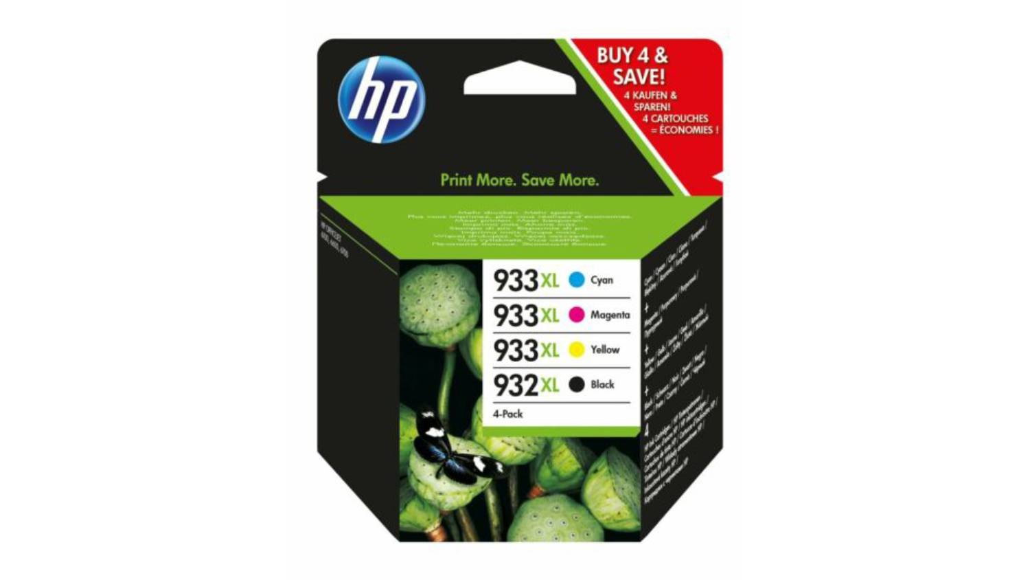HP #932XL/#933XL Full Colour OfficeJet High Yield Printer Ink Cartridge Combo Pack T0A80AA